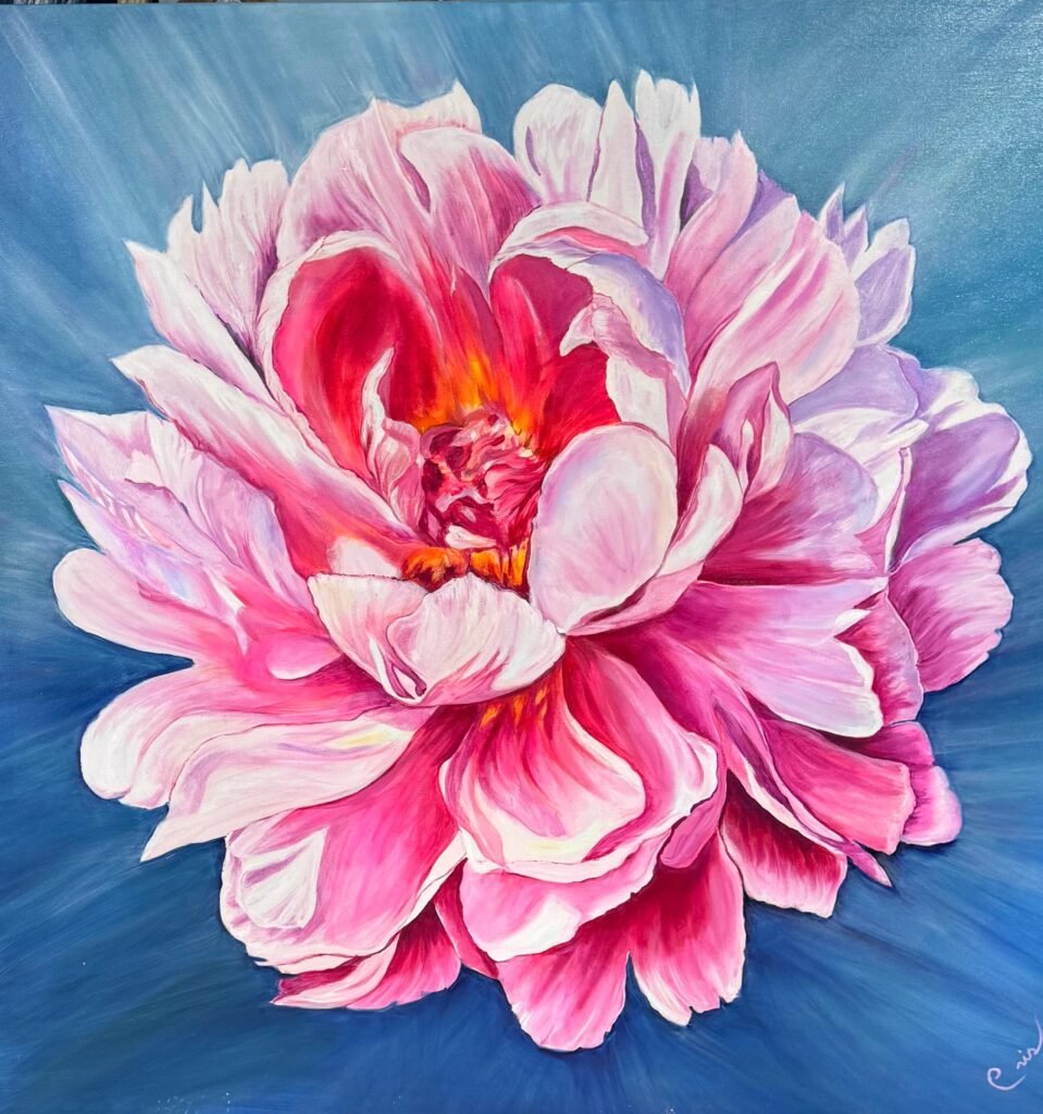 Cuadro de una flor en primer plano