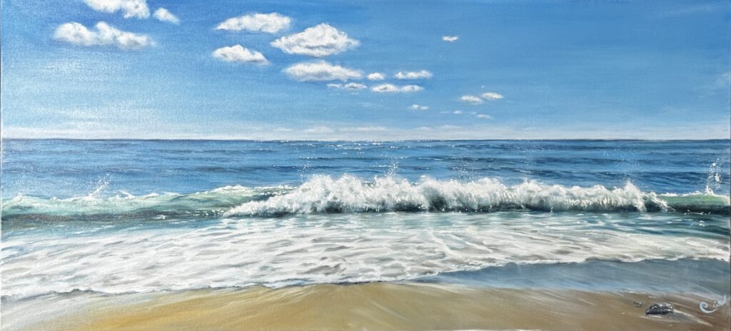 Oleo representando el mar, titulado "Sea Memories"