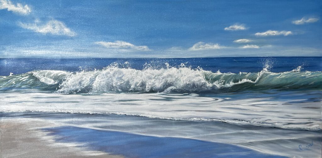 Oleo de olas rompiendo,titulado "Hearbeat of the Sea"